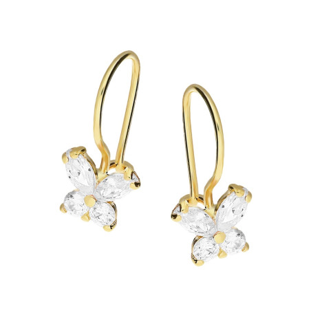 Kolczyki złote dla dziewczynki motyl z cyrkoniami próba 585