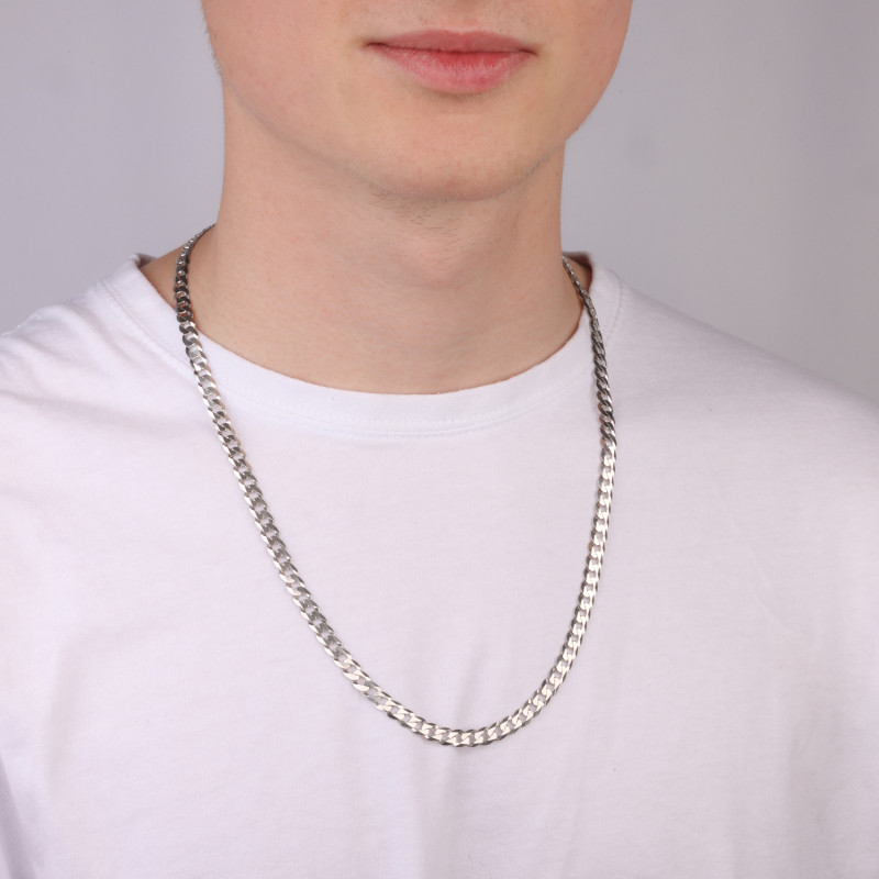 Łańcuszek srebrny rodowany splot pancer 6 mm