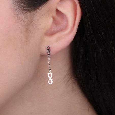 Kolczyki srebrne wiszące z infinity