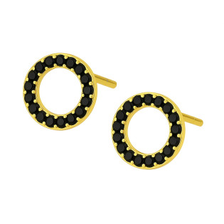 Kolczyki złote oponka z czarnymi cyrkoniami próba 585