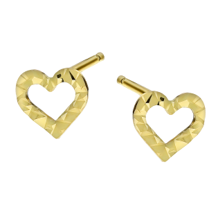 Kolczyki złote serce ramka grawer próba 585