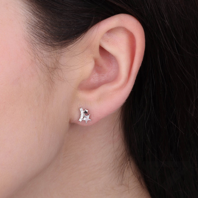 Kolczyki srebrne z gwiazdkami i cyrkoniami