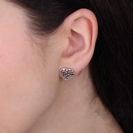 Kolczyki srebrne drzewko w sercu