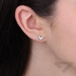 Kolczyki srebrne serce ze skrzydłami i cyrkoniami