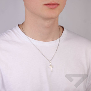 Krzyżyk srebrny patriotyczny z orłem