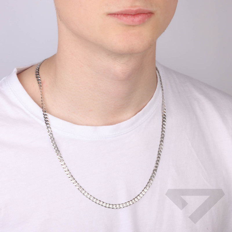 Łańcuszek srebrny rodowany pancerka