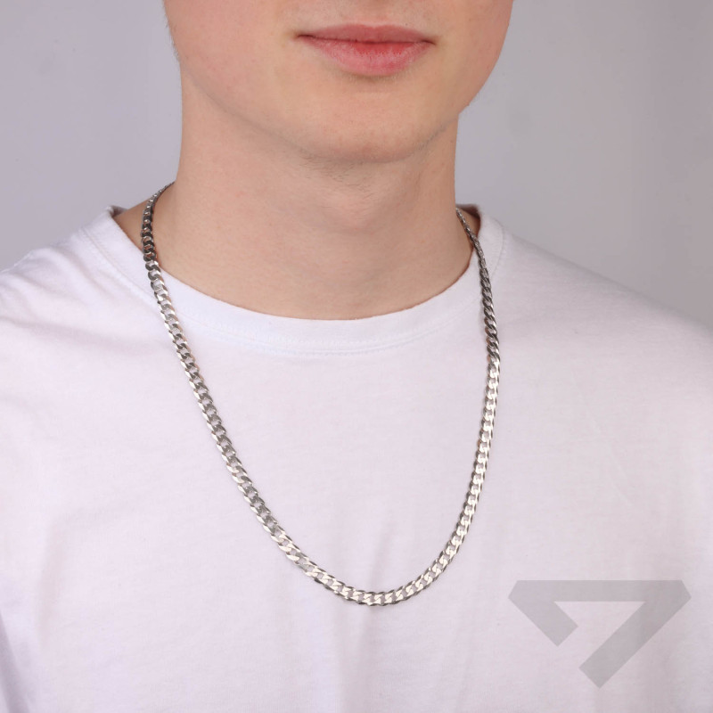 Łańcuszek srebrny rodowany pancerka 6 mm