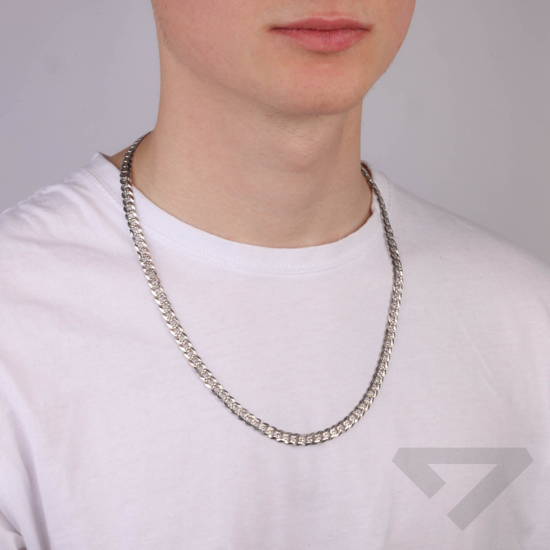 Łańcuszek męski pancer pave srebro rodowane próba 925