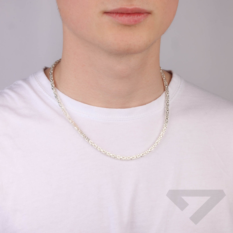 Łańcuszek srebrny o splocie królewskim próba 925