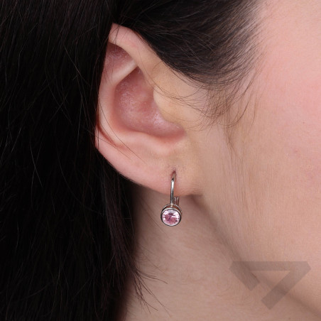 Kolczyki srebrne z jasno-różową cyrkonią
