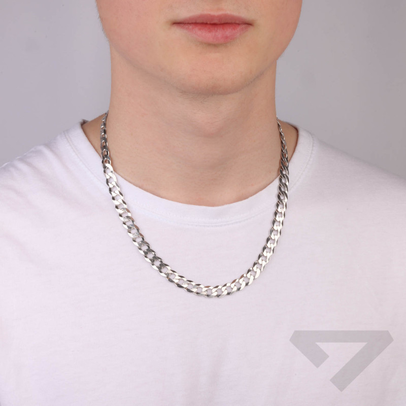 Łańcuszek srebrny rodowany o splocie pancer