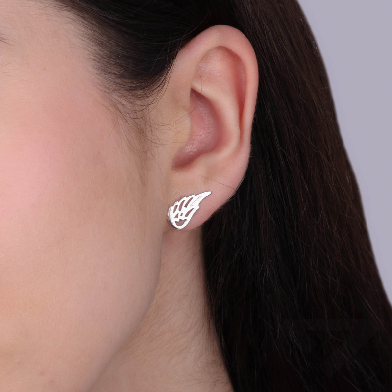 Kolczyki srebrne ażurowe skrzydło