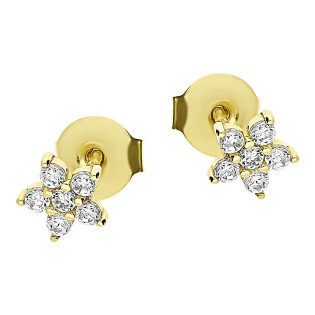 Kolczyki kwiatki z cyrkoniami próba 585