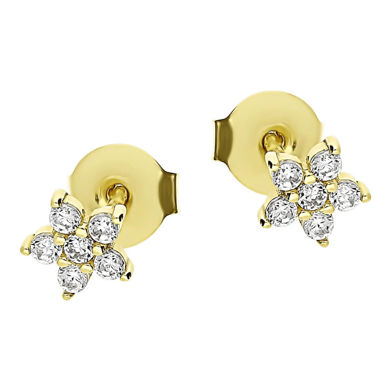 Kolczyki kwiatki z cyrkoniami próba 585