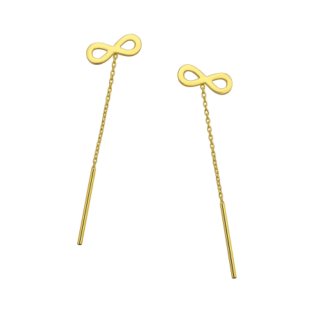 Kolczyki złote infinity na łańcuszku anker przeciągane próba 375
