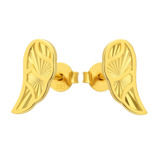 Kolczyki złote skrzydło grawerowane