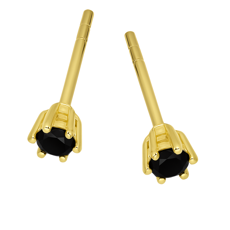 Kolczyki złote sztyfty z czarną cyrkonią