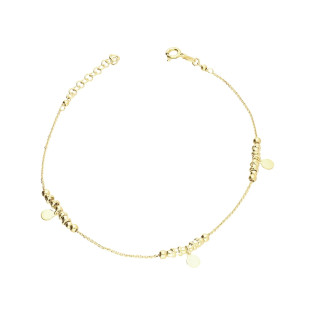 Bransoleta noga srebro pozłacane z kulkami próba 925