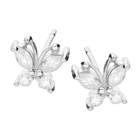 Kolczyki srebrne dla dziecka motylki z cyrkoniami