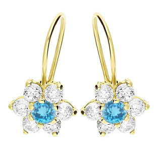 Kolczyki złote dla dziecka kwiatki próba 585