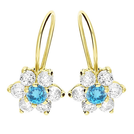 Kolczyki złote dla dziecka kwiatki próba 585