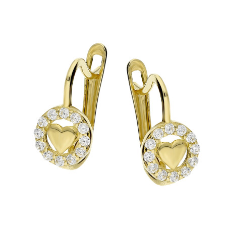 Kolczyki serce w kółeczku z cyrkonii próba 375