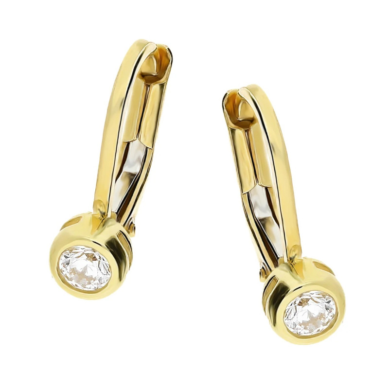 Kolczyki cyrkonia gładka oprawa złoto próby 375