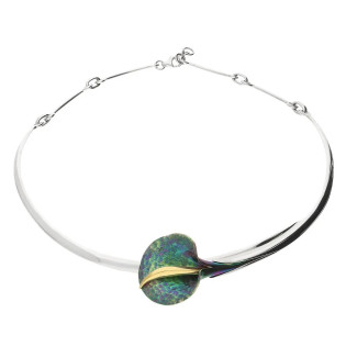 Naszyjnik kalia zielona tytan i srebro