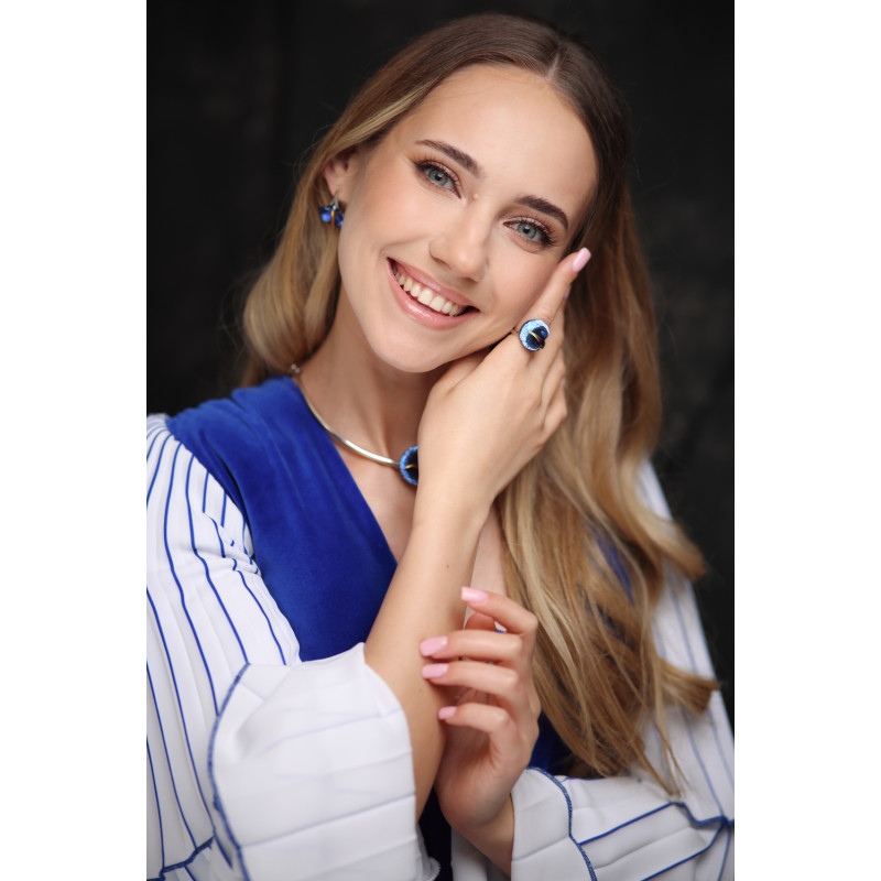 Naszyjnik kalia srebro z tytanem zaprezentowany na finalistce Miss Polski 2025 Ewie Porażce