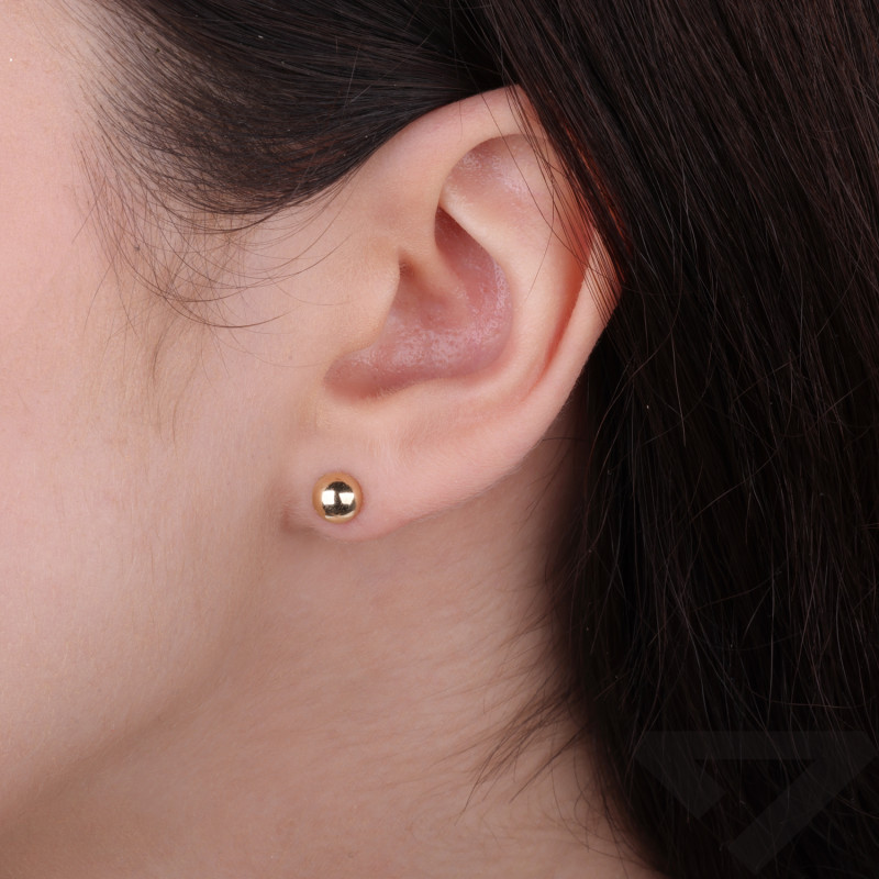 Kolczyki półkulki 6mm gładkie zapinane na sztyft próba 375