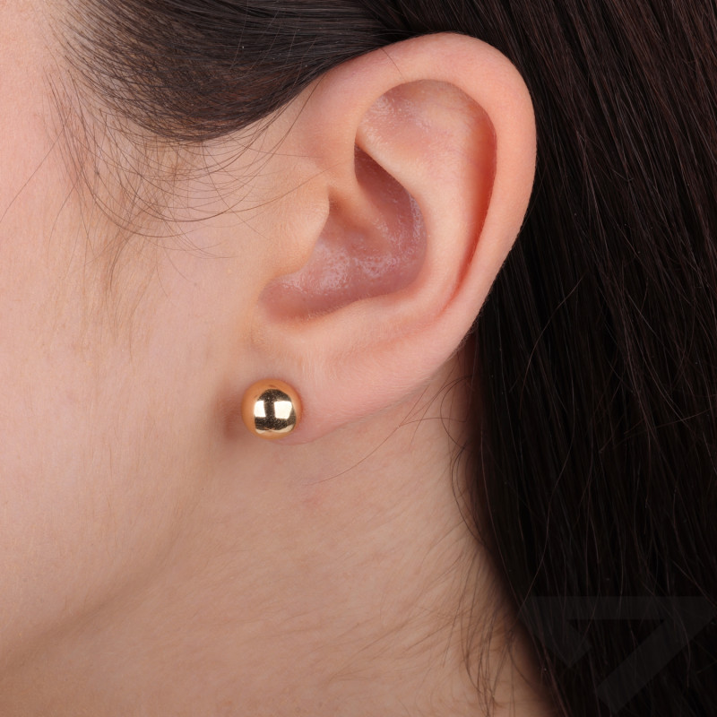 Kolczyki złote półkulki 8mm  gładkie zapinane sztyft próba 585