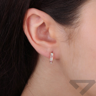 Kolczyki dla dziewczynki złote przecinki z cyrkoniami próba 585