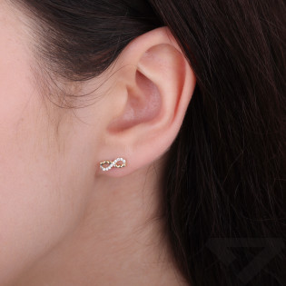 Kolczyki złote serduszka z nieskończonością próba 585