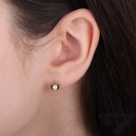 Kolczyki złote z perłą na sztyft próba 375