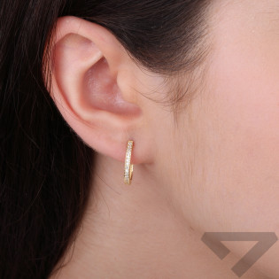 Kolczyki damskie złote przecinki z cyrkoniami