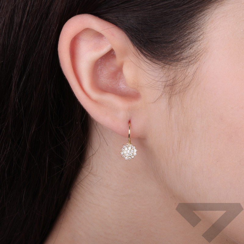 Kolczyki złote z cyrkoniami na bigiel próba 375