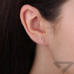 Kolczyki złote koniczyna z serc zapinane na sztyft próba 585