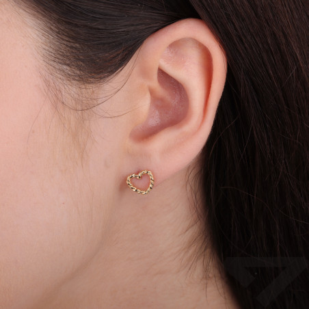 Kolczyki złote serce ramka sznur próba 585