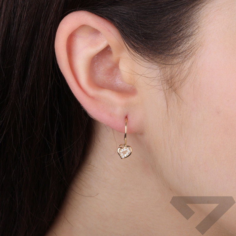 Kolczyki złote serca z cyrkoniami próba 375