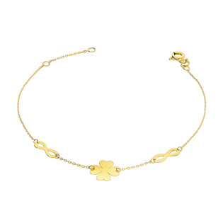 Bransoleta złota koniczyna z serc i infinity/rolo MZ T23-B-25-LZ-10MM próba 375