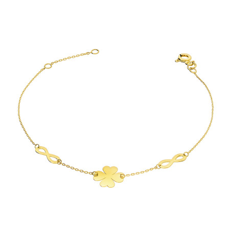 Bransoleta złota koniczyna z serc i infinity/rolo MZ T23-B-25-LZ-10MM próba 375