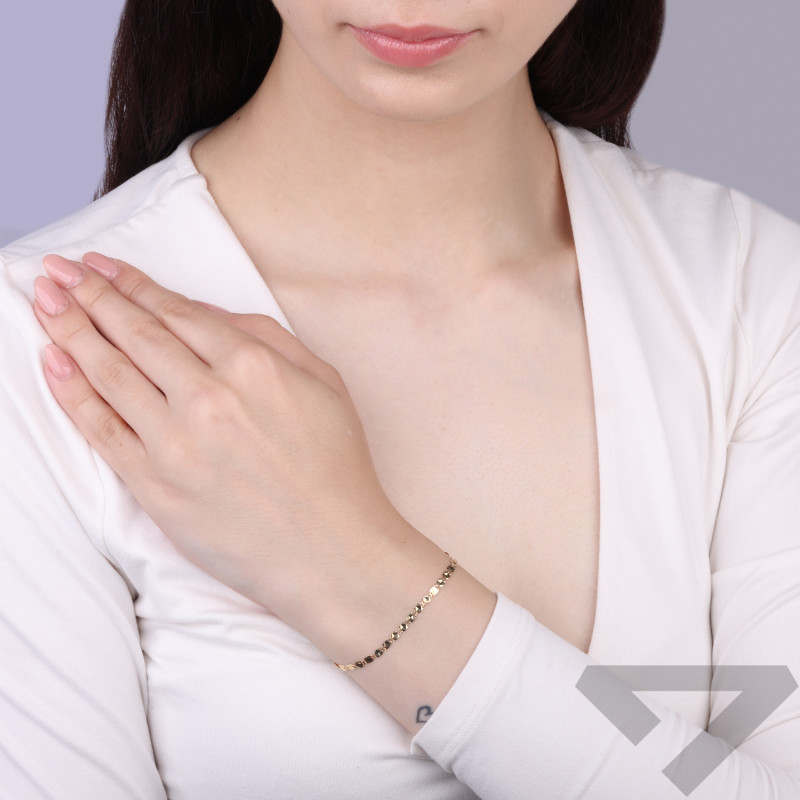 Złota bransoletka damska z grawerem pr. 585 - JubilerSezam.pl