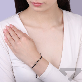 Złota Bransoletka Kulki i Czarne Spinele pr. 585 - JubilerSezam.pl