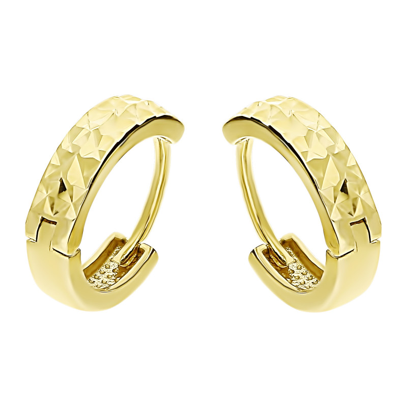 Kolczyki złote kółka grawerowane