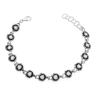 Bransoleta srebrna kwiaty z cyrkoniami