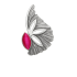 Zawieszka srebrna wachlarz z malinowym kamieniem