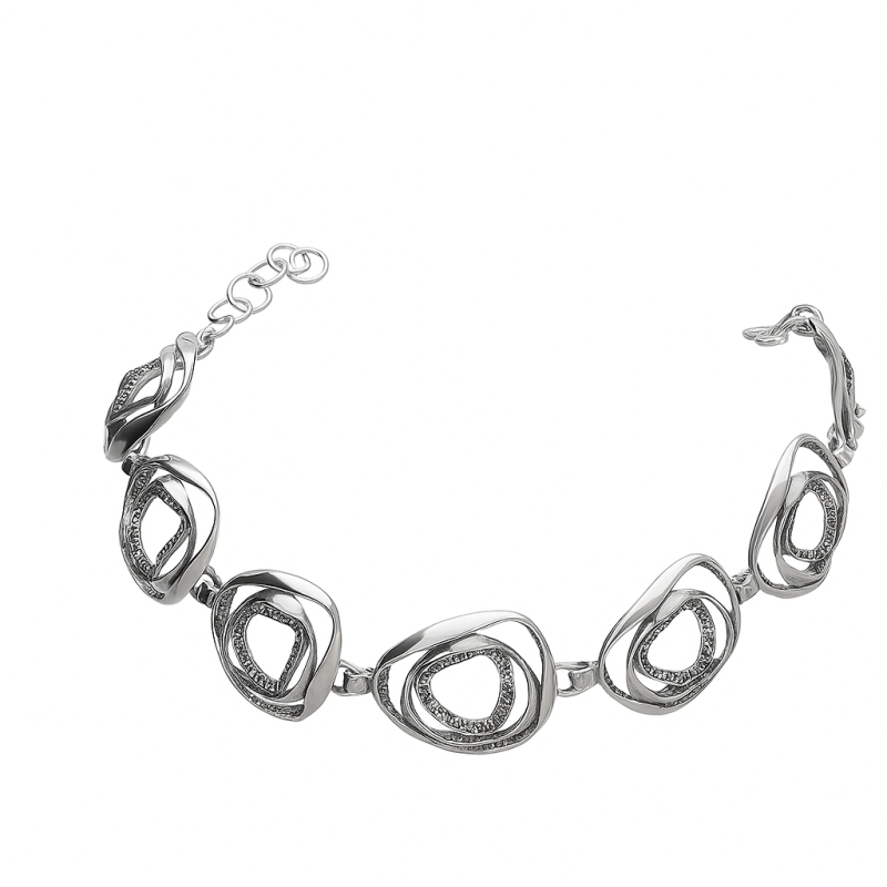 Bransoleta srebrna tłoczone galaktyki