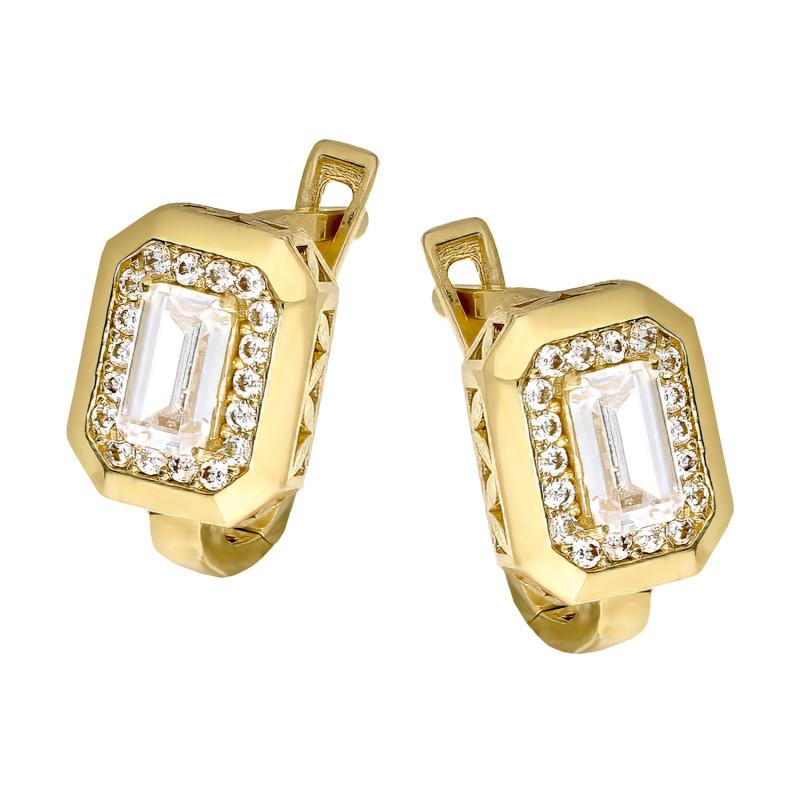 Kolczyki markiza z cyrkoniami ze złota zaprezentowane na finalistce Miss Polski 2025 Julii Chowaniec