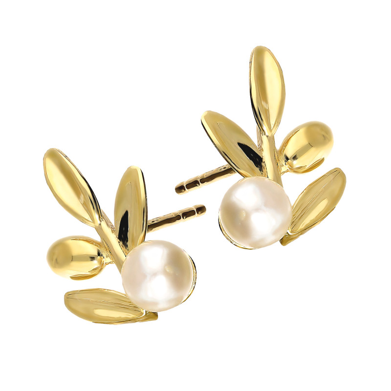 Kolczyki złote z naturalną perłą próba 585