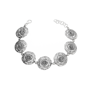 Srebrna Bransoletka Kwiat z Szarym Kamieniem - JubilerSezam.pl